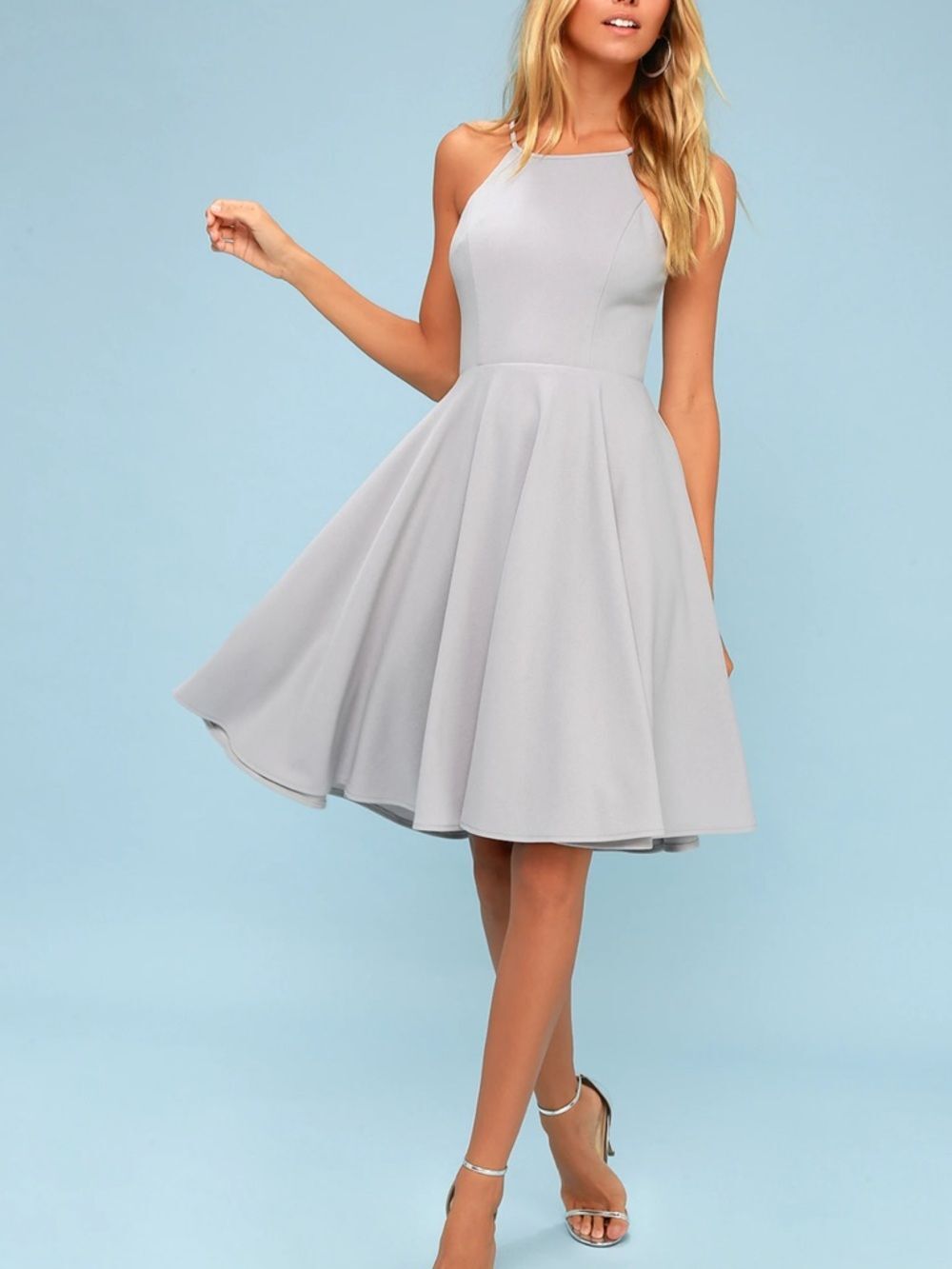 Lulus Irresistible Charm Grey Midi Dress